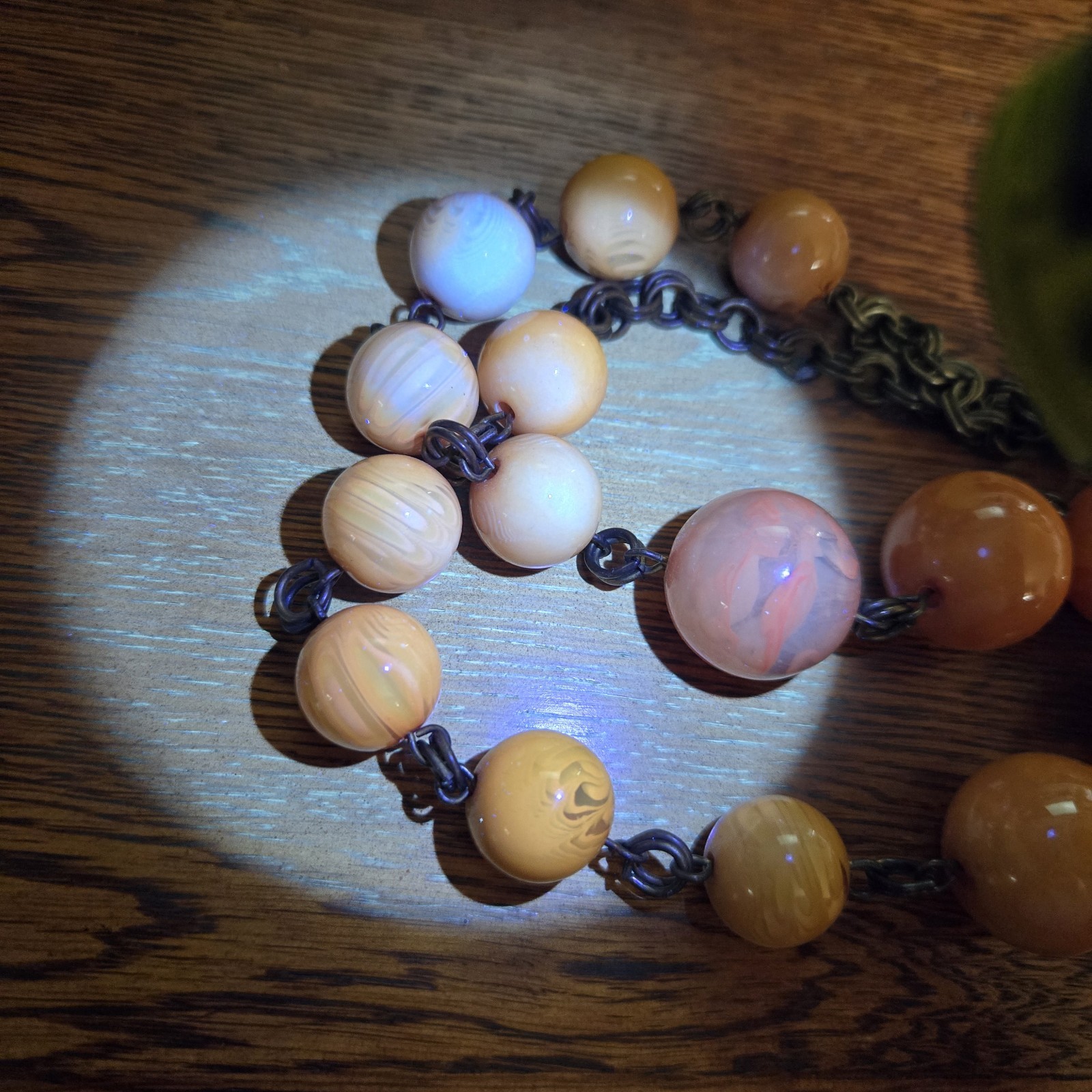 VTG Tested Bakelite Art Deco Egg Yolk Butterscotch Graduated Bead Necklace 114 G