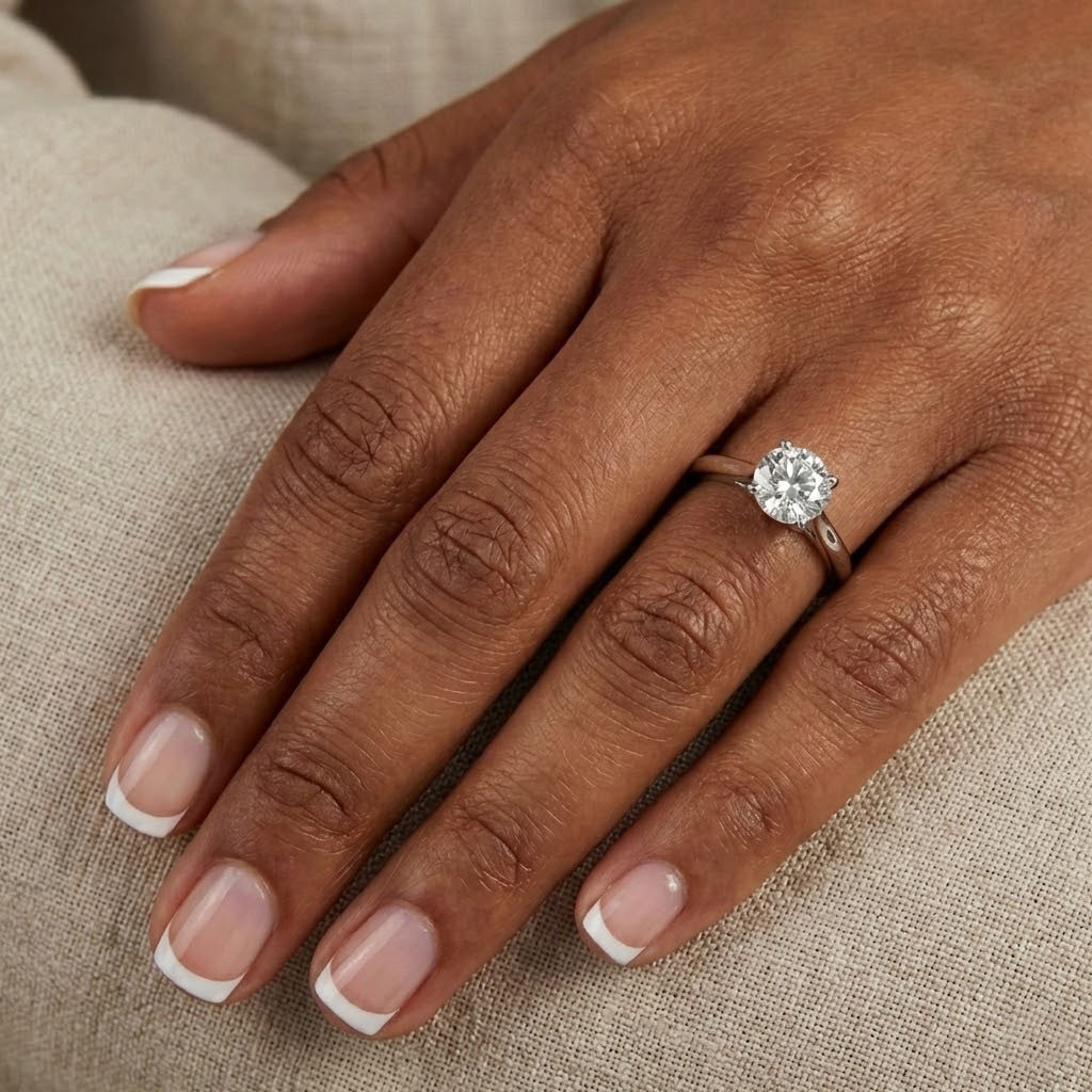 Solitaire Engagement Ring 14K Gold Trellis 1.59 CT Round Lab-Grown Diamond D VS2