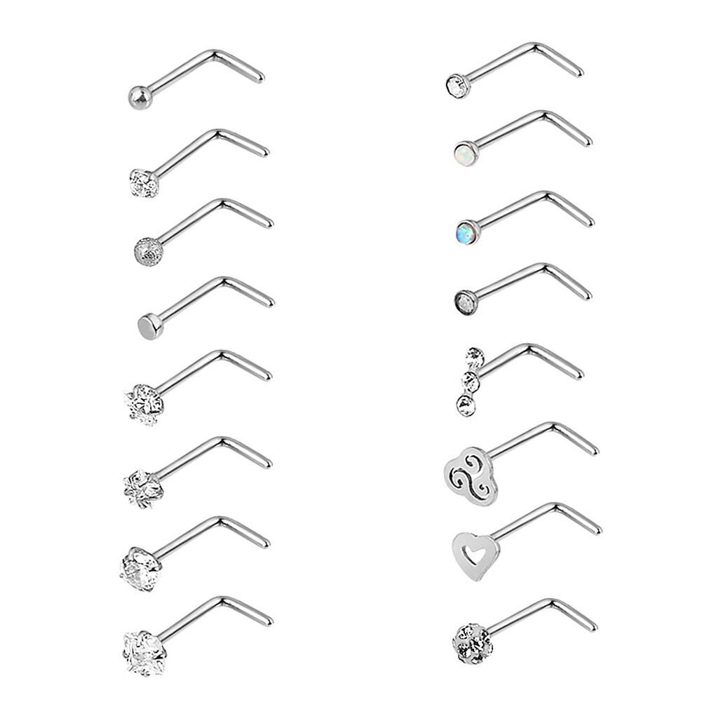 2-32PCS Surgical Steel Nose Rings Hoop Studs Cartilage Earring Body Piercing 20G