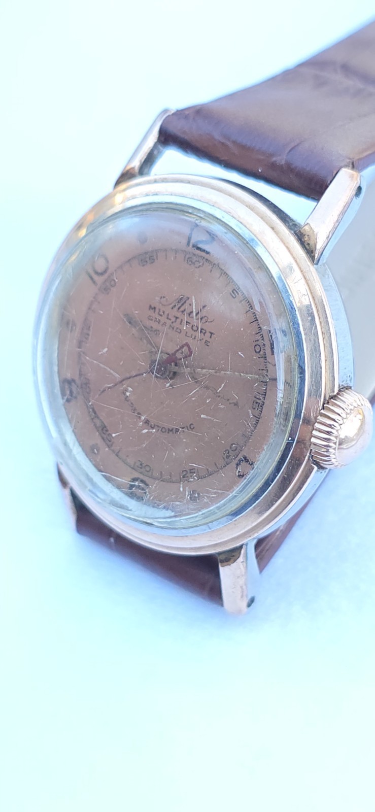 Vintage Mido Multifort Automatic Bumper 29mm Salmon Dial Military Watch Cal 817