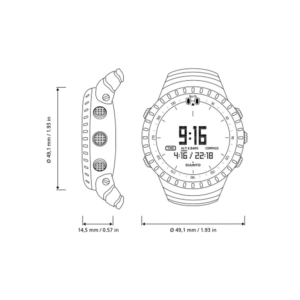 Suunto SS014279010 Core Digital Watch, Black Elastomer Band 045235900657