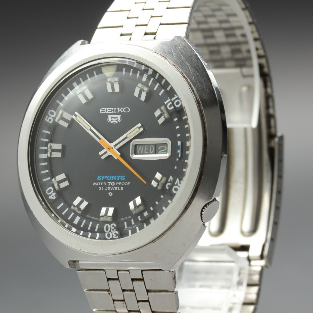 Rare Vintage 1969 [N Mint] SEIKO 5 Sports 6119-7160 Sushi Roll Men’s AT Watch JP
