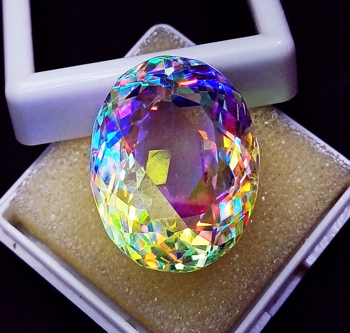 Mystic Quartz Rainbow 48.45 Ct Certified Loose Gemstone With Free Gift