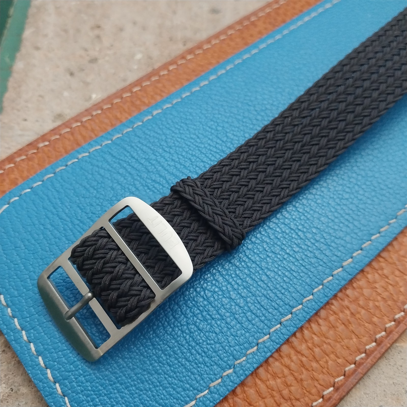 20mm Eulit Atlantic Brown Braided Perlon Single Pass Field Watch Strap