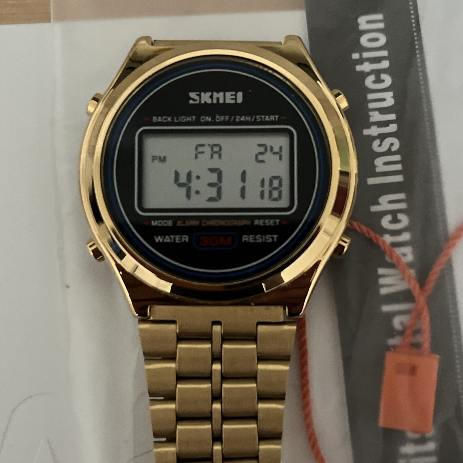 SKMEI 2146 Stainless Steel Men Waterproof Date Alarm Wriswatch reloj hombre GOLD