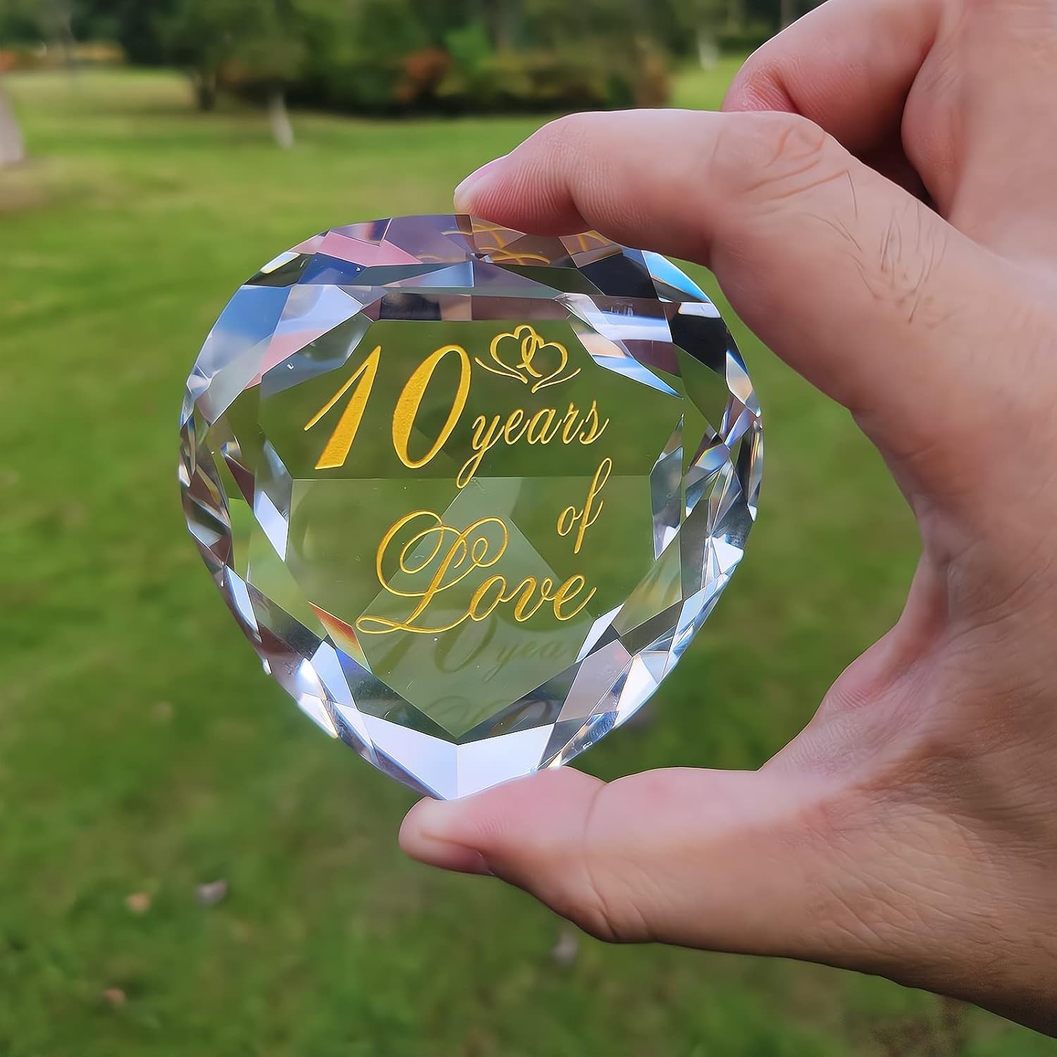 10th Anniversary Crystal Gifts for Husband Wife Boyfriend or 10 Years of Love