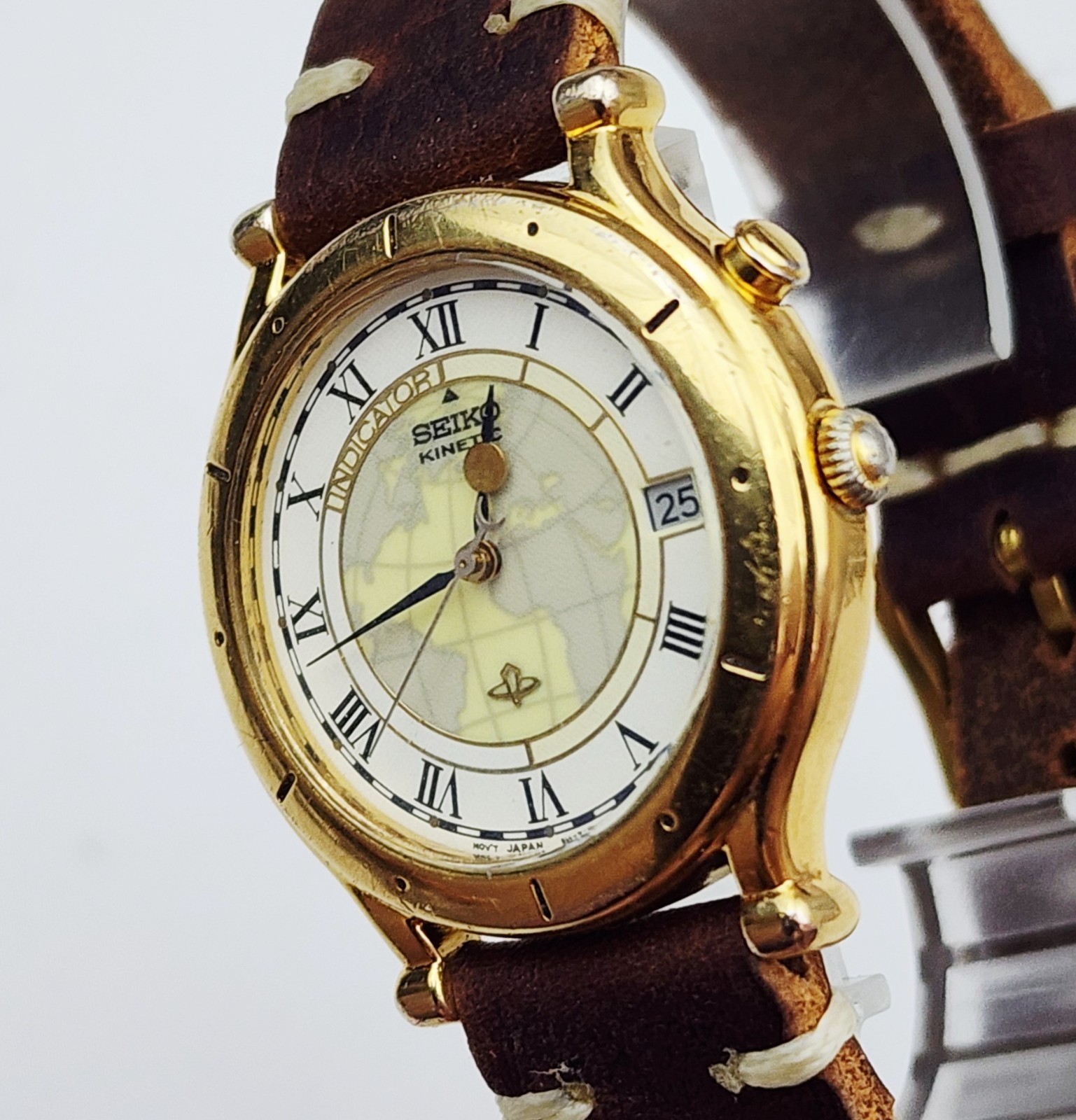 RARE,UNIQUE Men’s KINETIC Watch SEIKO 5M42-0A90. New Capacitor. Luminous Dial