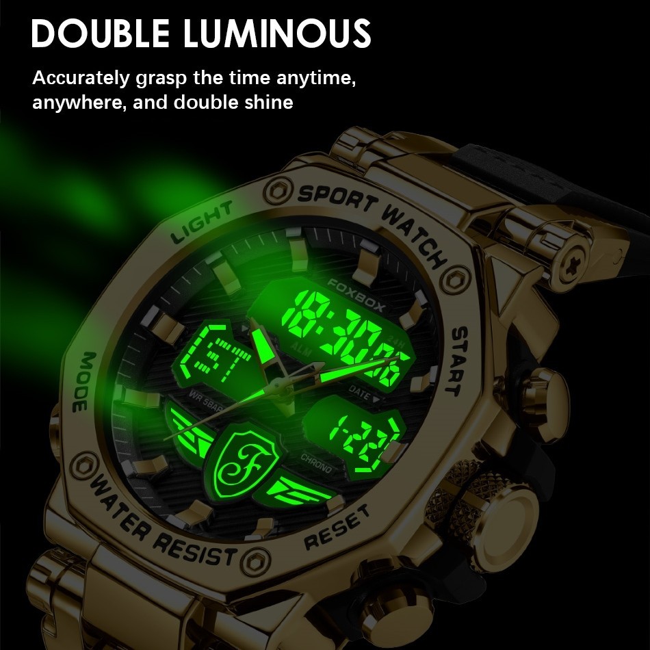 Men Quartz Watch Big Dial Luminous Date 5ATM Waterproof Sport Boy Man Wristwatch