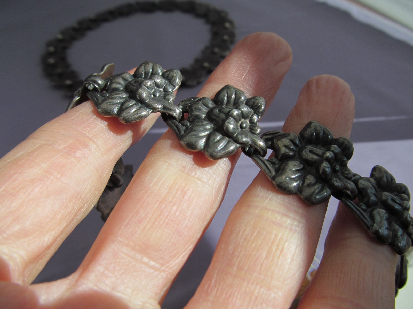 VINTAGE TAXCO MEXICO STERLING AAR ANTONIO REINA FLOWER 68 NECKLACE BRACELET SET