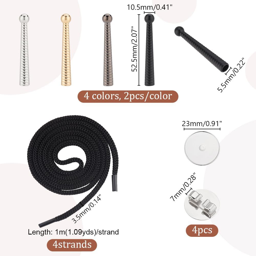 Bolo Tie Findings Cowboy Tie Bolo Tie Tips End Caps Kit Including Nylon Cords,