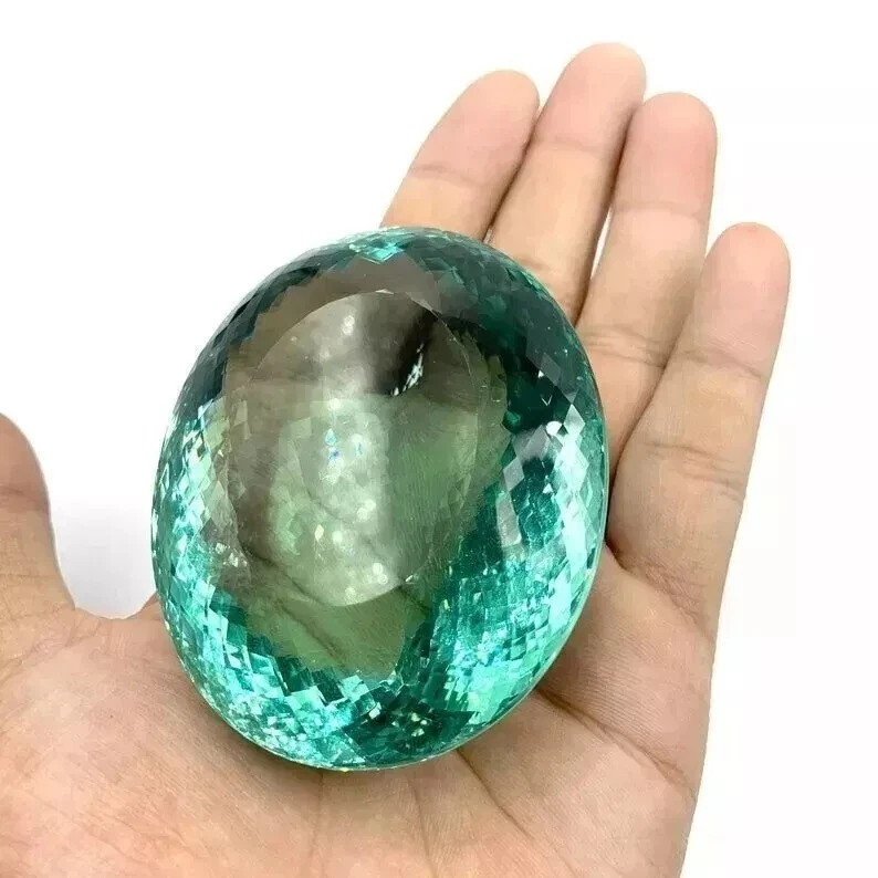Ocean Blue 105 Ct Certified Huge Topaz Oval Cut Brazilian Natural Gemstone