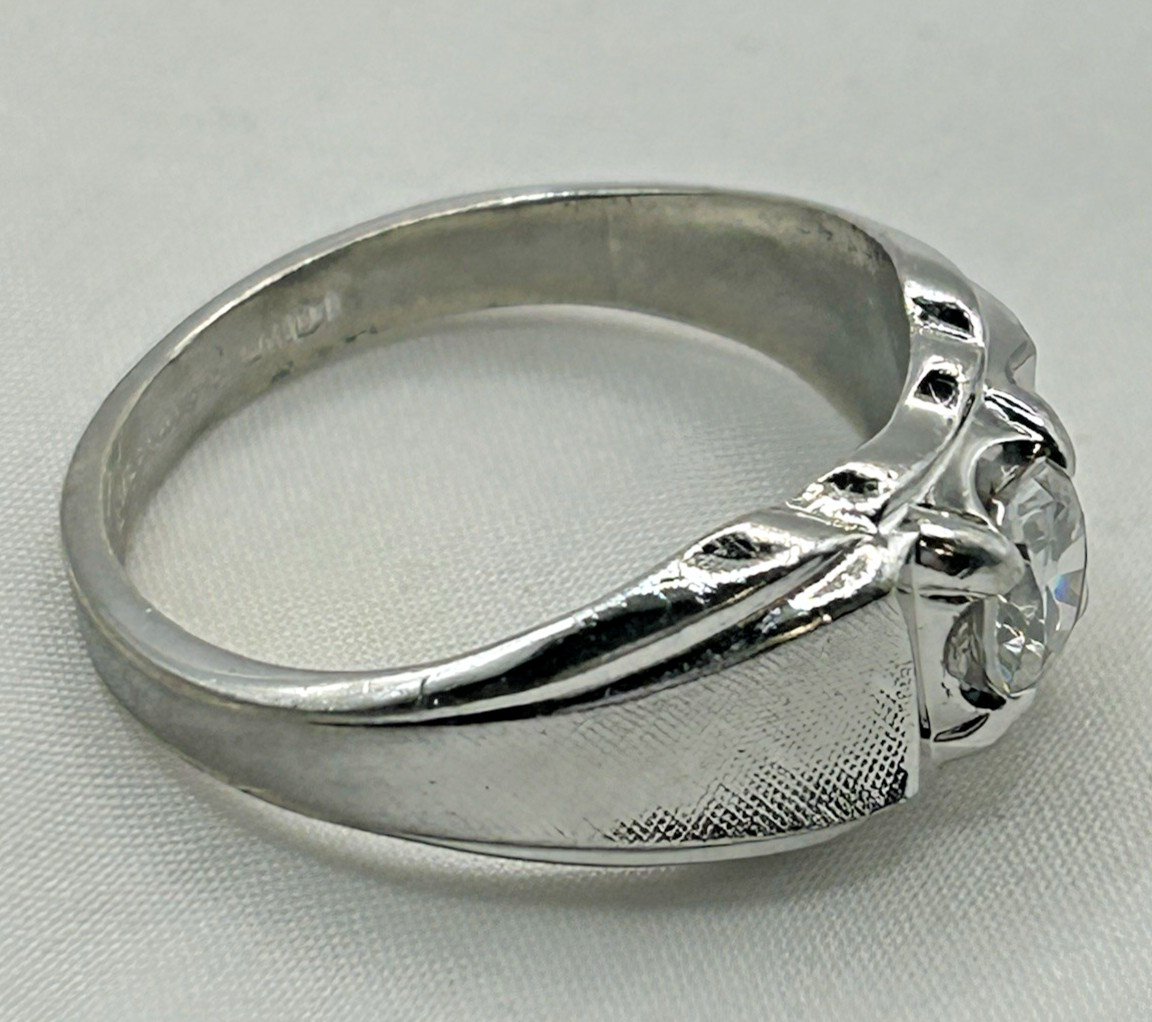 Men’s Lind Sterling Silver Solitaire CZ Ring 1.25 Carat Size 12.5