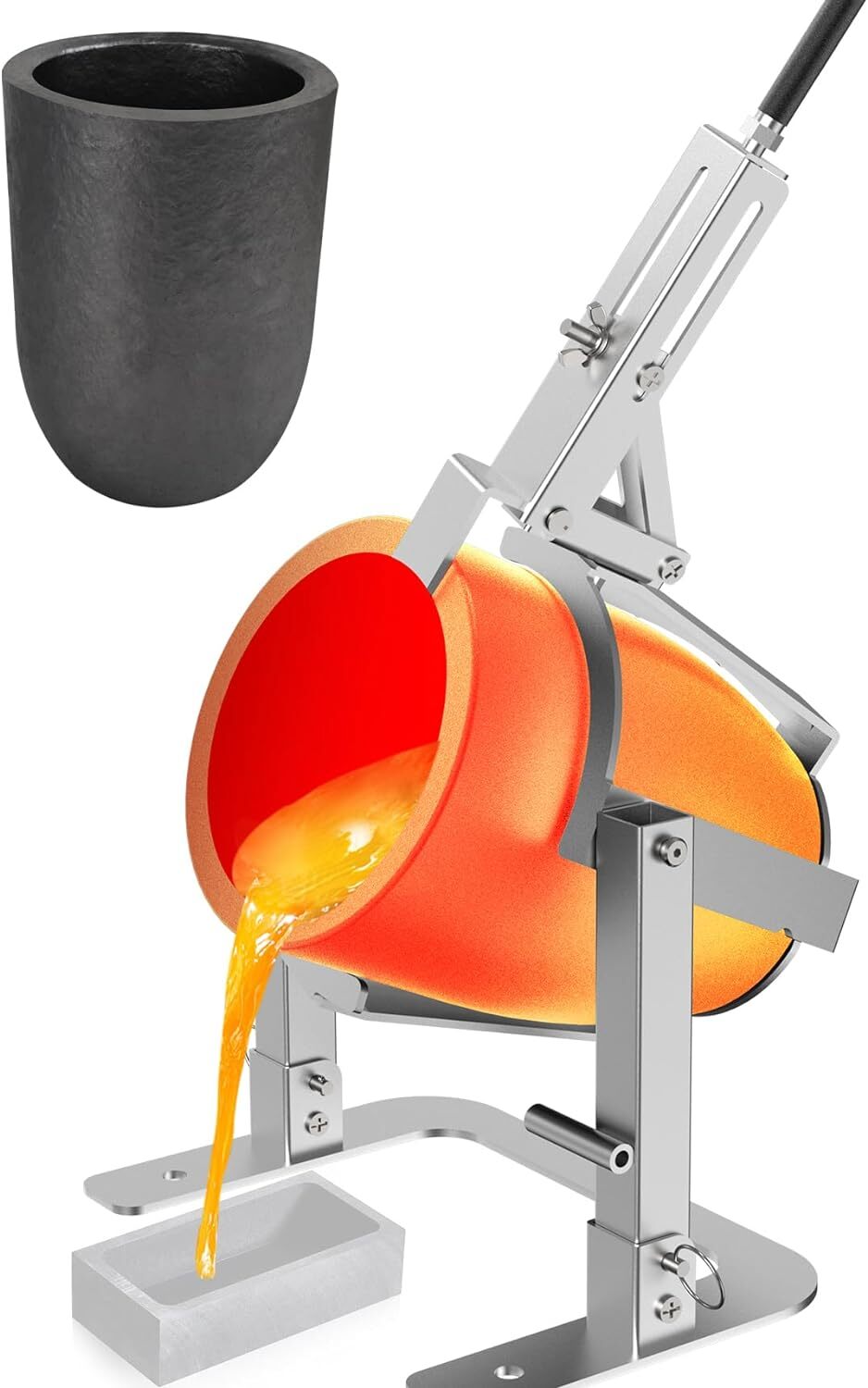 Nelyrho Hand-held Crucible Pouring Tongs/Rack with A Graphite 18kg-40lbs-#18