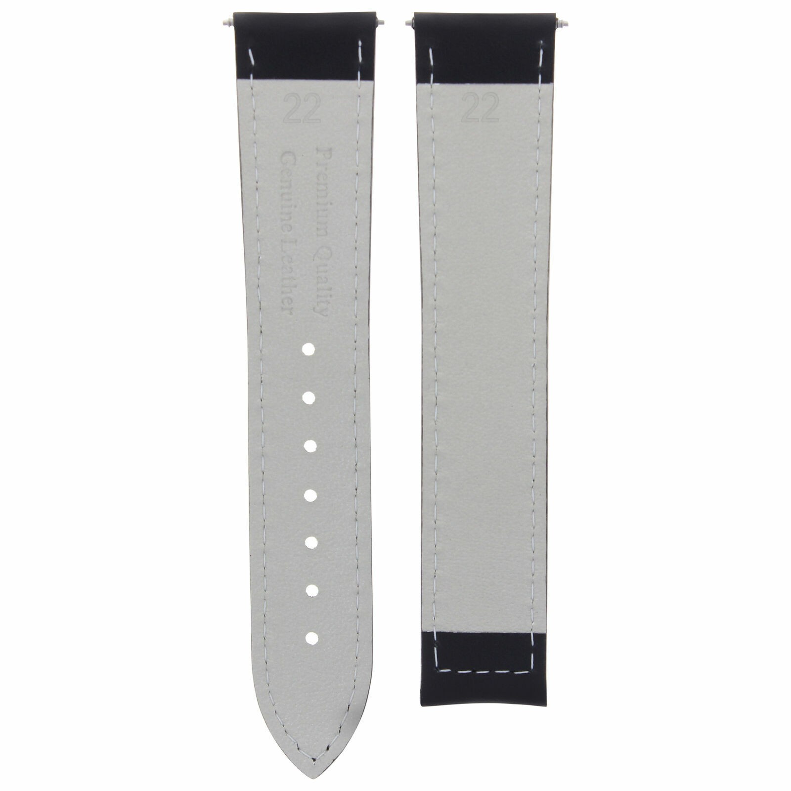 22mm Black Leather Replacement Watch Strap Without Buckle For Omega Planet Ocean