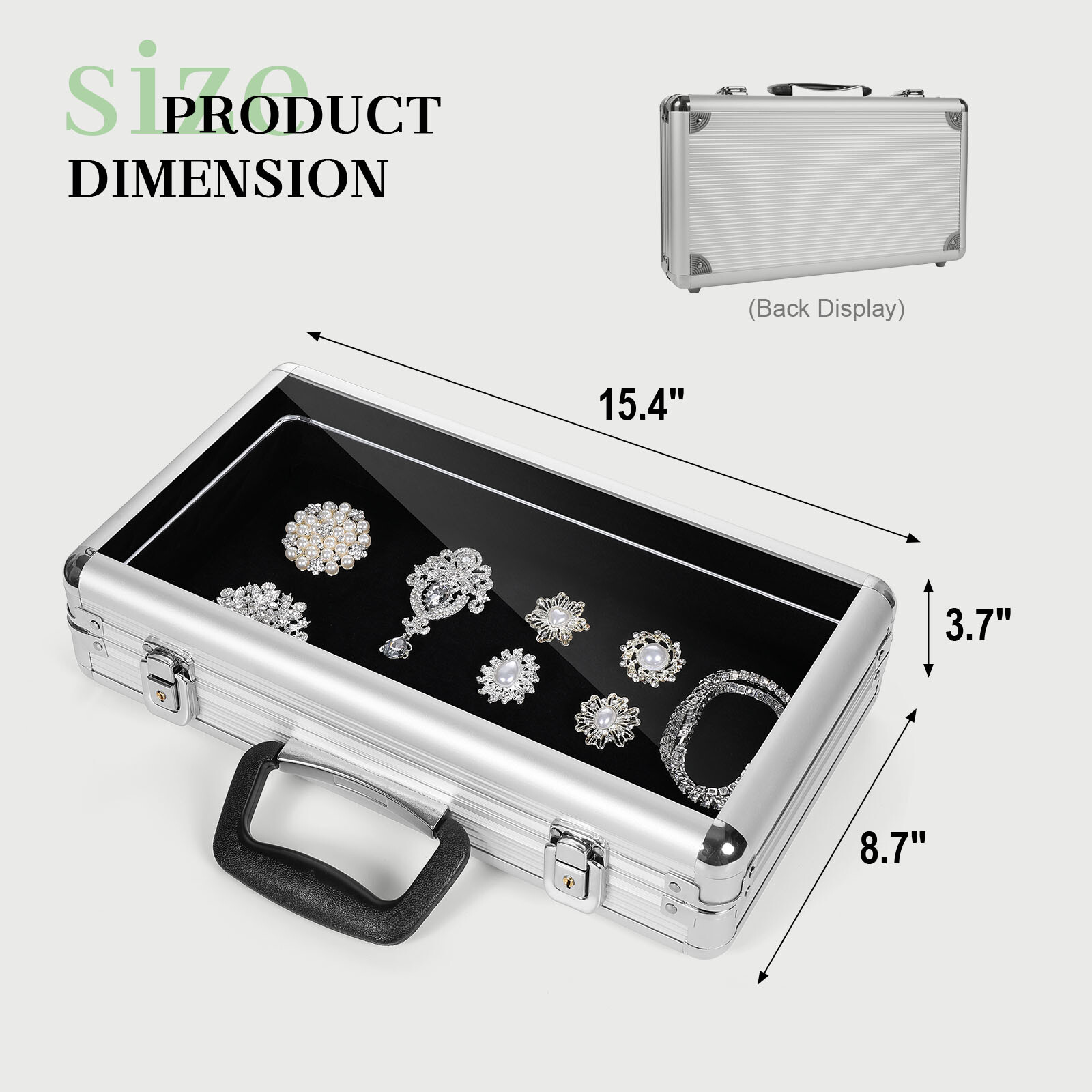 Locking Aluminum Display Case Clear Top Showcase F Card Jewelry Coin Trade Show