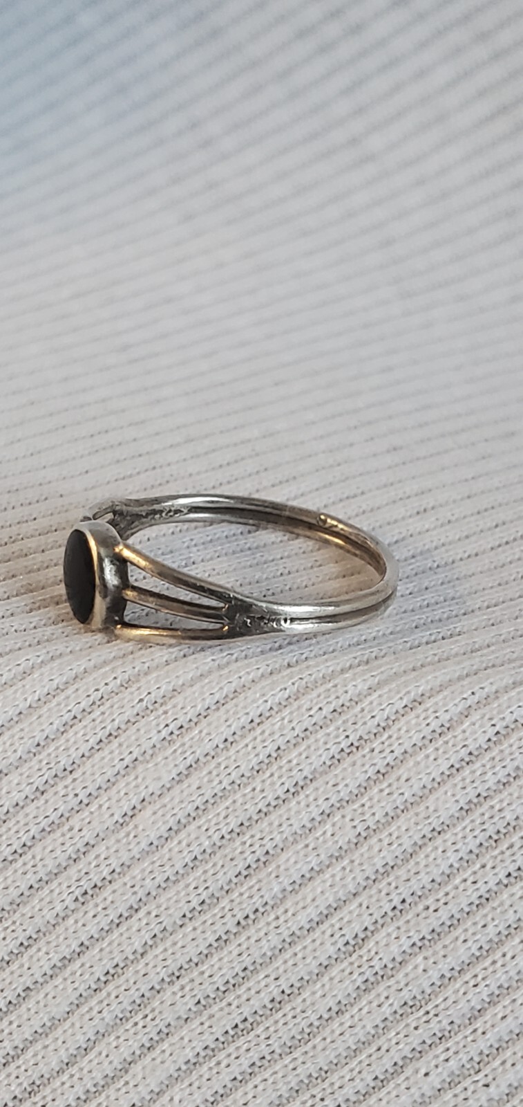 925 Sterling Silver Vintage Real Black Onyx Gem Ring