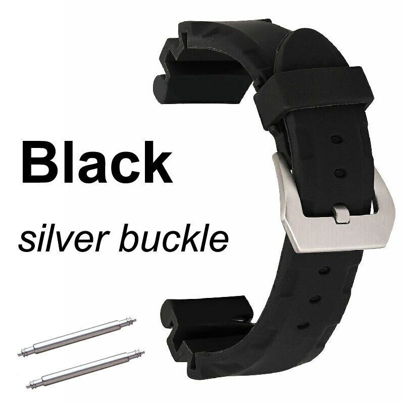 22mm 24mm Watch Band Strap Rugged Silicone Rubber Soft Sports Wristwatch Bands