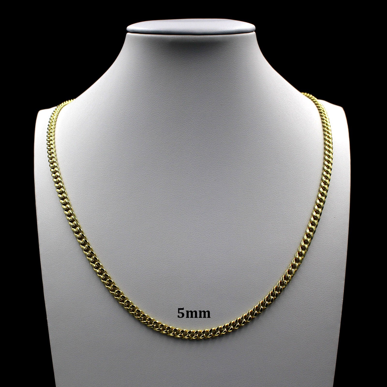 10K Yellow Gold 5mm Miami Cuban Link Chain Italian Necklace Mens Womens 26″