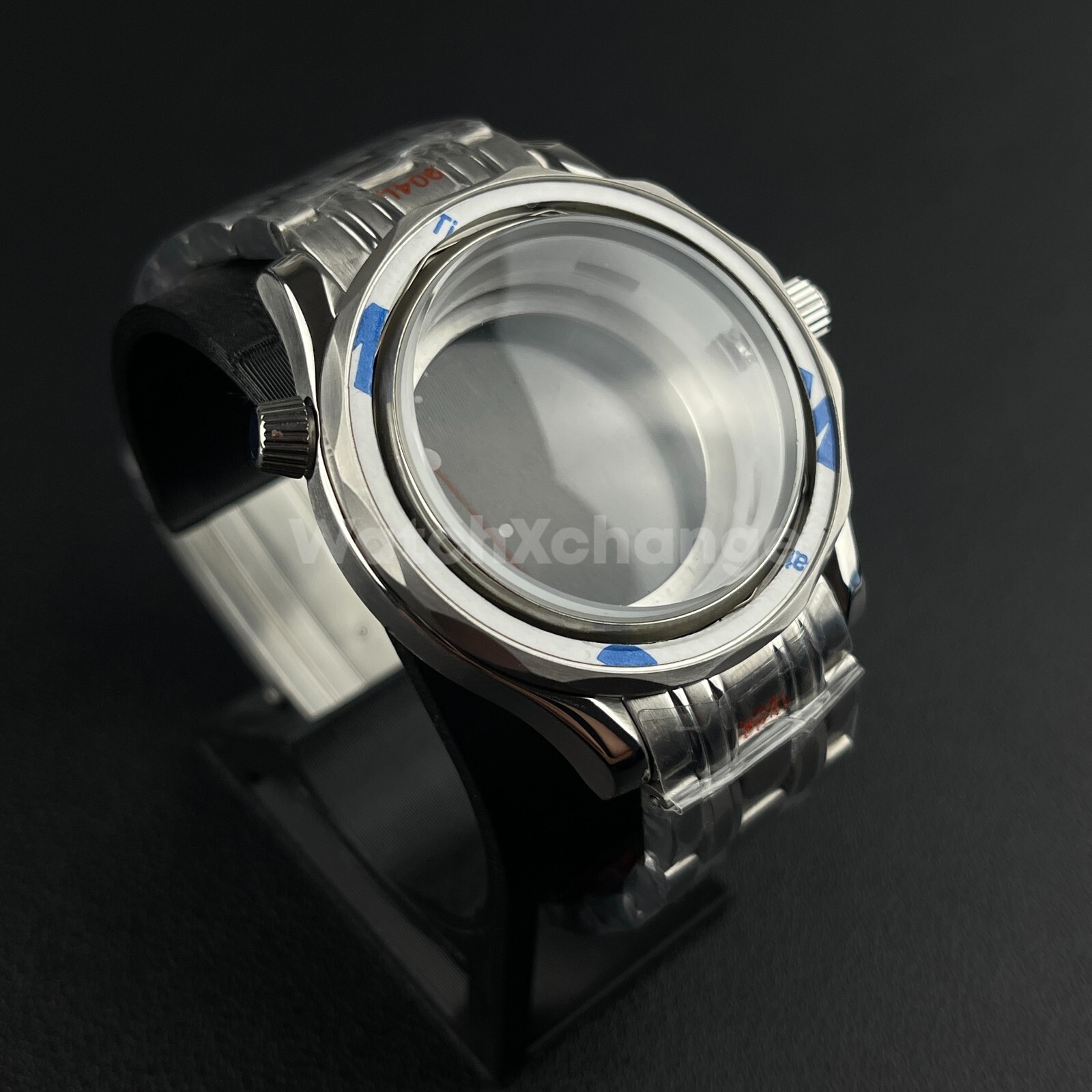 41mm Silver Stainless Steet Sapphire Glass Watch Case fit NH35 NH36 Seamaster