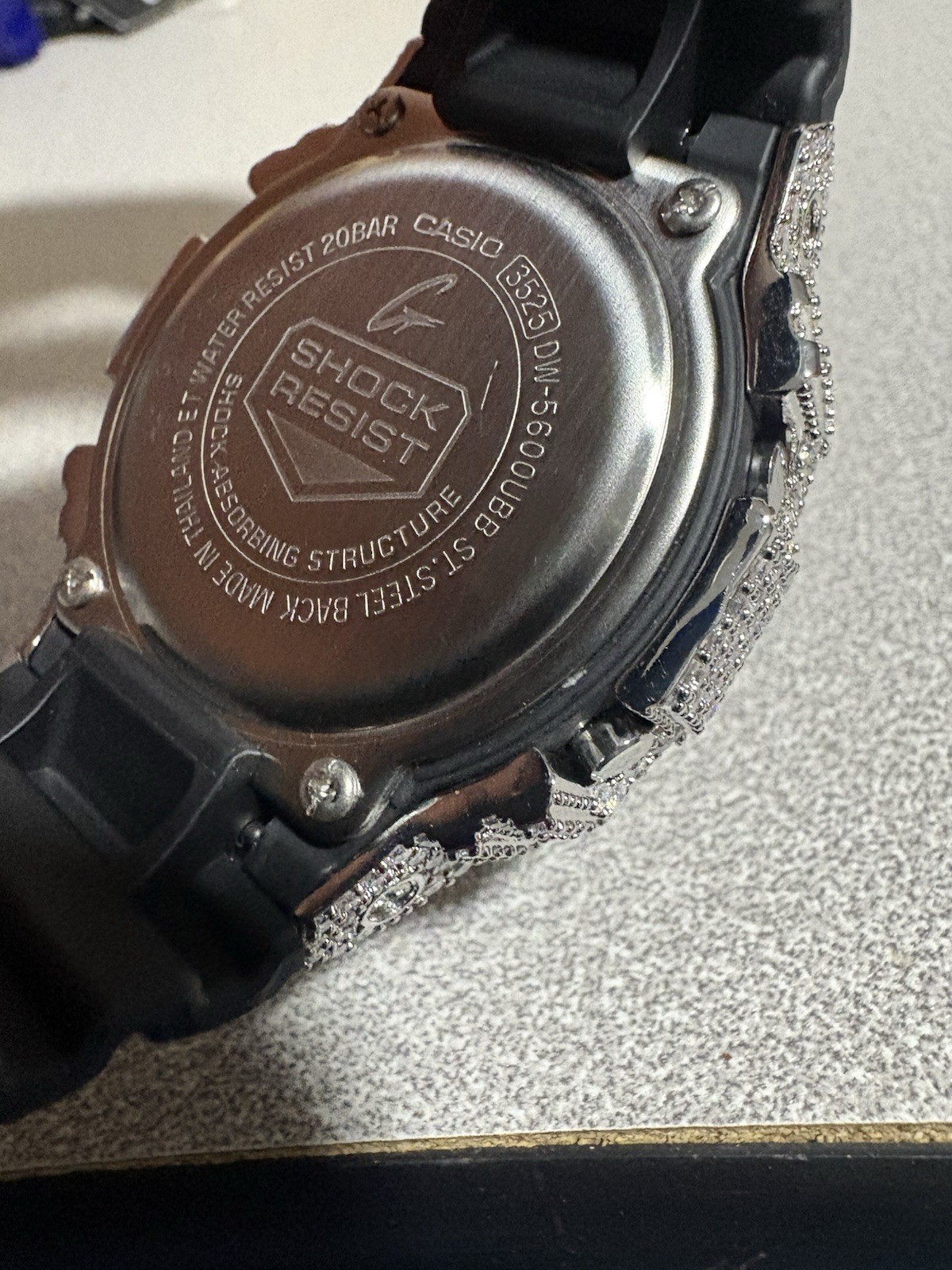 G-Shock DW-5600 Digital Watch Moissanite VVS Iced Out Bezel