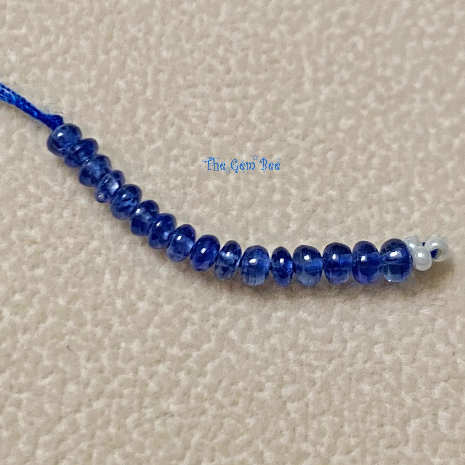 2.4mm-2.8mm Unheated Burmese Gem Royal Blue Sapphire Smooth Rondelle Beads 1″