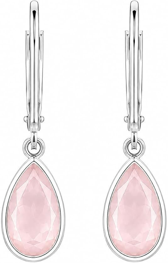 JUS 925 Sterling Silver Natural Rose Quartz Pear Shape Dangle Earrings Handmade
