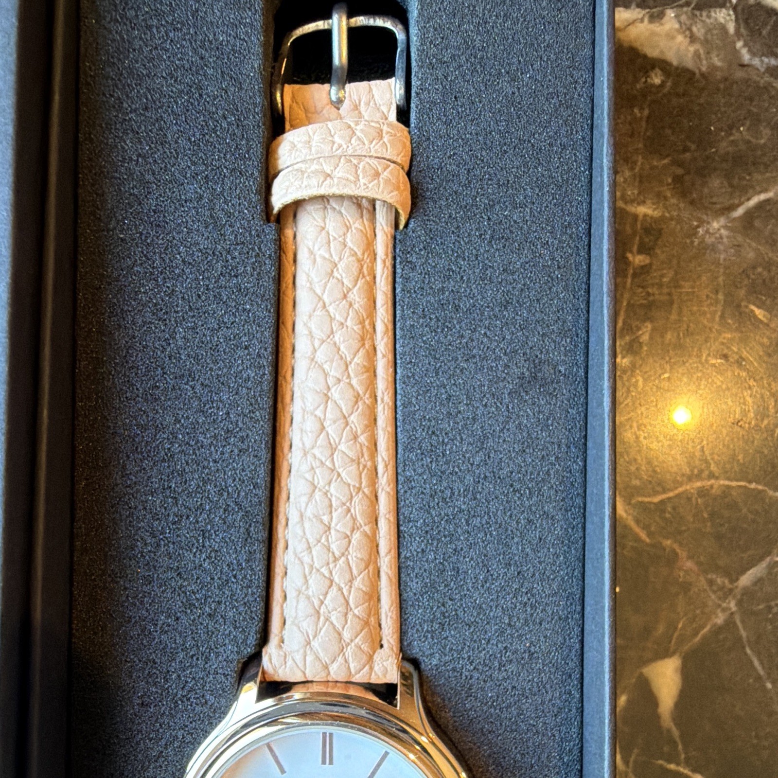 Women’s Light, Pink, Watch, Rose, Gold, Leather Strap, Black Gift Box