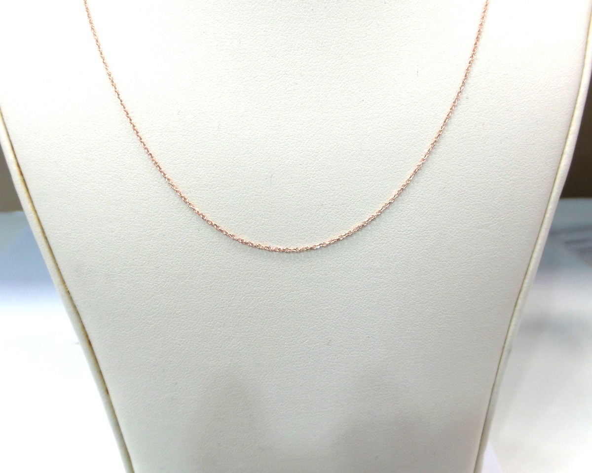DIAMOND CUT CABLE LINK CHAIN 0.25MM 14K ROSE GOLD ALSO IN 14K YELLOW AND WHITE