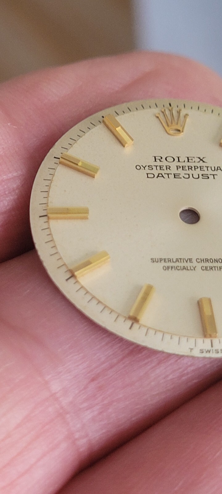 Rolex 100% genuine pie pan 36 mm non quick set 1601 dial silver rare markers!