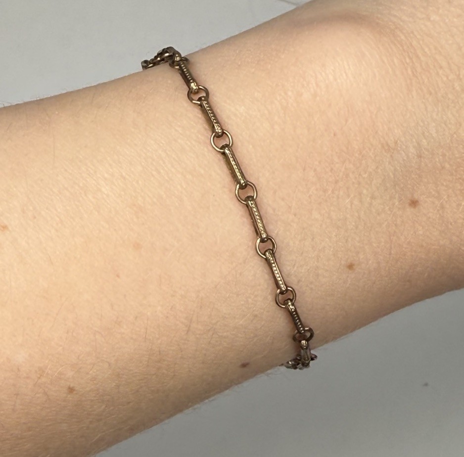 Vintage 1/20 12k Yellow Gold Filled Trombone 7.5”Bracelet Textured Dainty