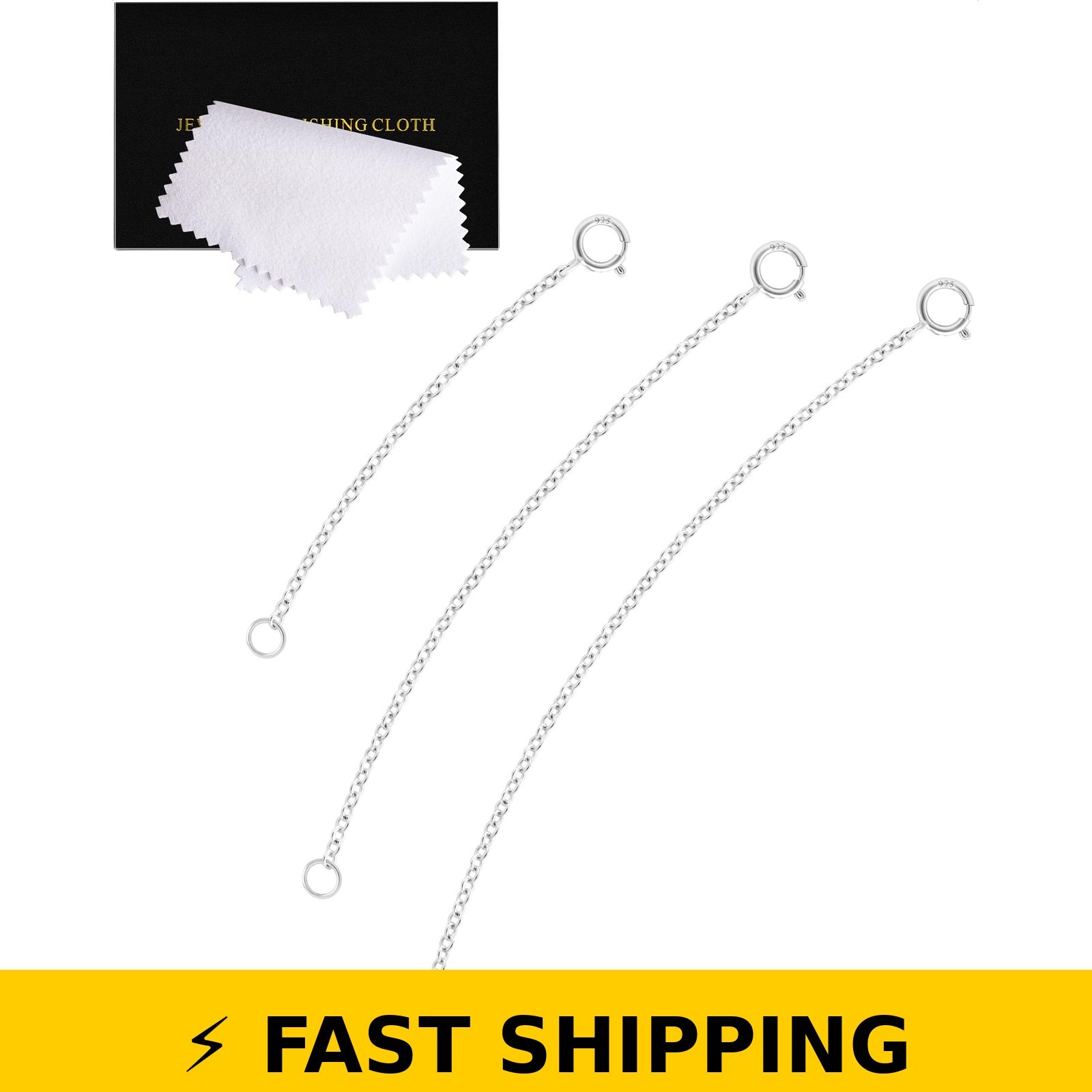 VANBARIS 925 Sterling Silver Necklace Extender – 3 Piece Set