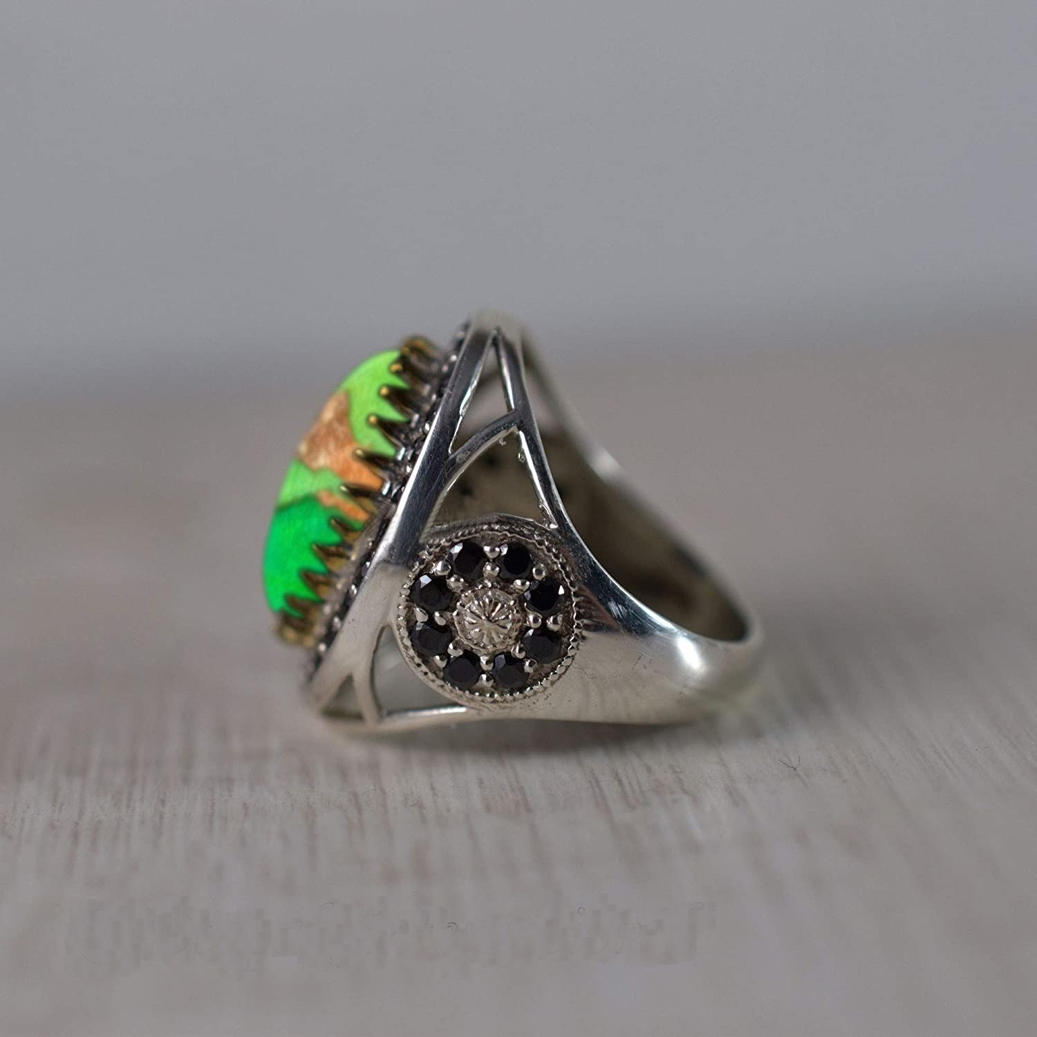 Solid 925 Sterling Silver AA Natural Copper Turquoise Gemstone Men’s Unisex Ring