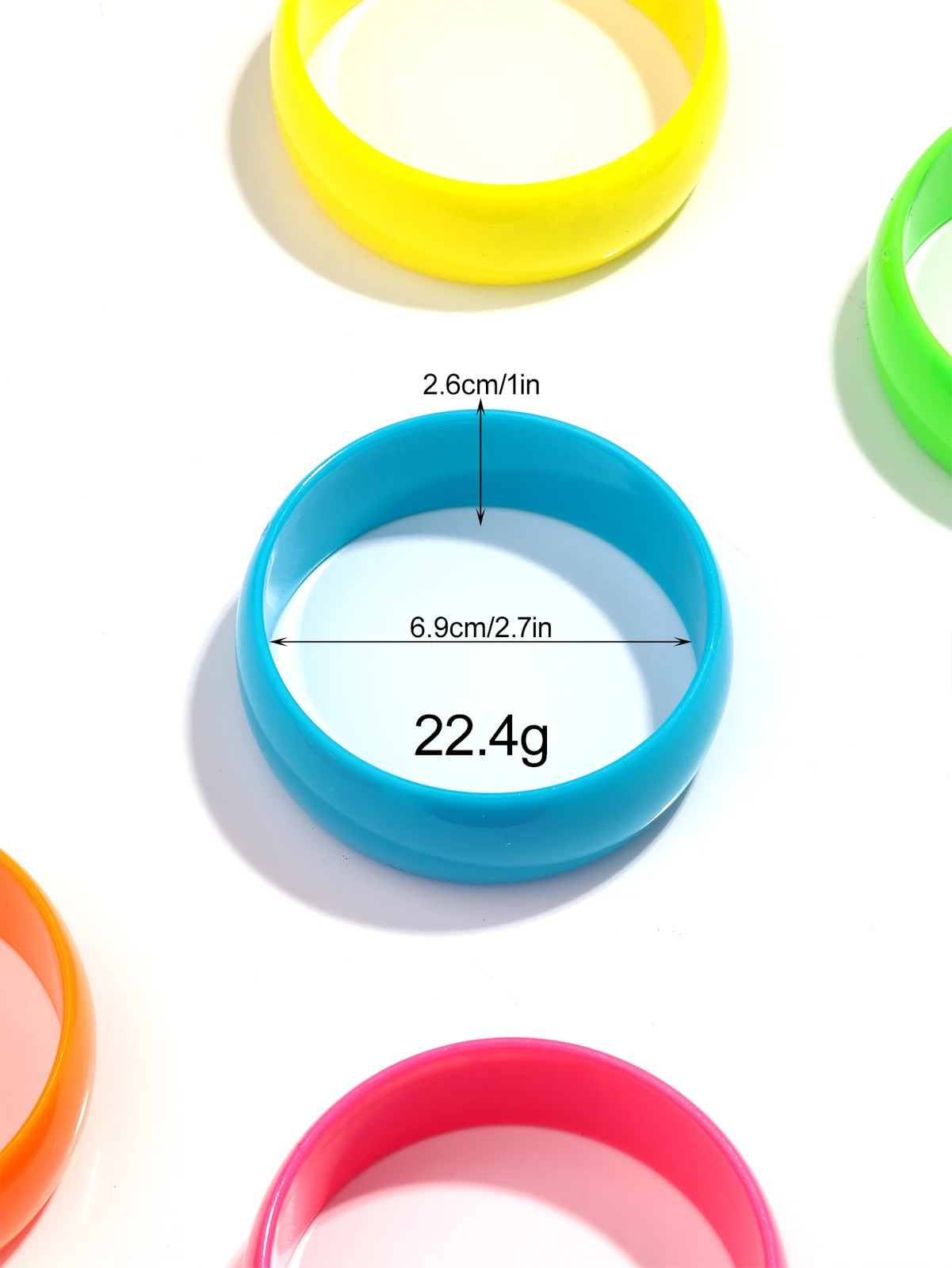 Acrylic Resin Chunky Bangle Women Fluorescent Color Round Wide Strand Jewelry