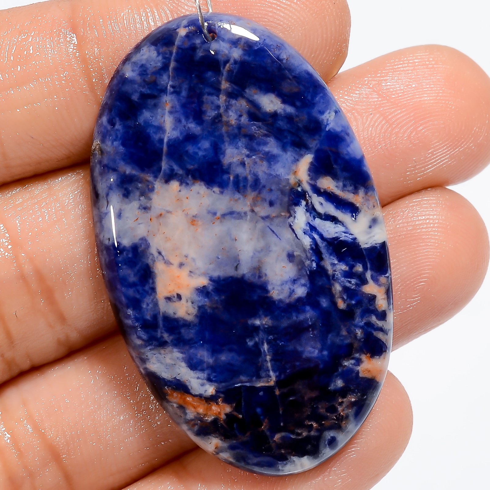 100% Natural Sodalite Oval Cabochon Drilled Gemstone 41 Ct. 41X25X5 mm A-33944
