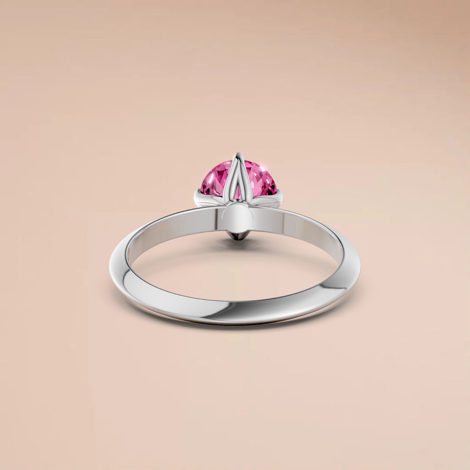 Fancy Pink Round Lab Grown Diamond Prong Basket Set Solitaire Engagement Ring