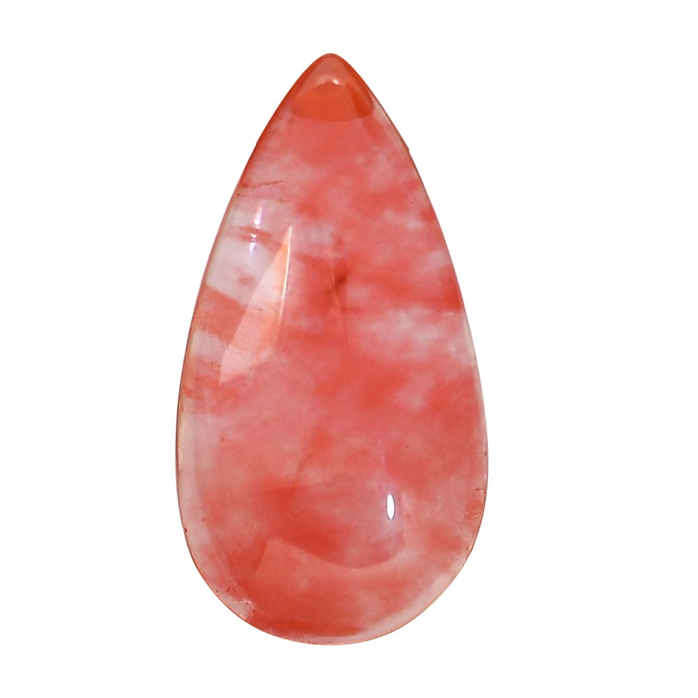 Watermelon Cherry Quartz 18.8×35.4×7 mm Pear Shape Polished Gemstone LS85-05133