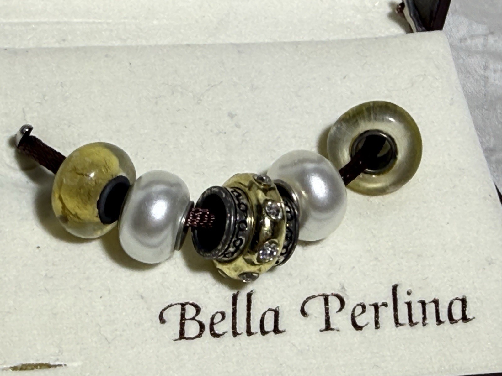 bella perlina charms -Gold And White Colored