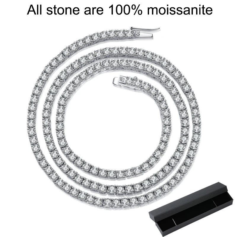 2.5-6.5Mm Full Moissanite Tennis Necklace for Women Sparkling Diamond Pendant 92