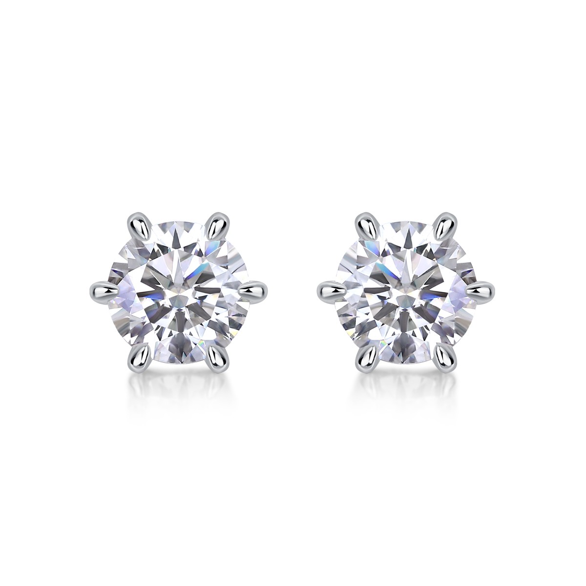 1ct Moissanite Six-Claw Stud Earrings S925 Silver – Classic Luxury Design – Fast