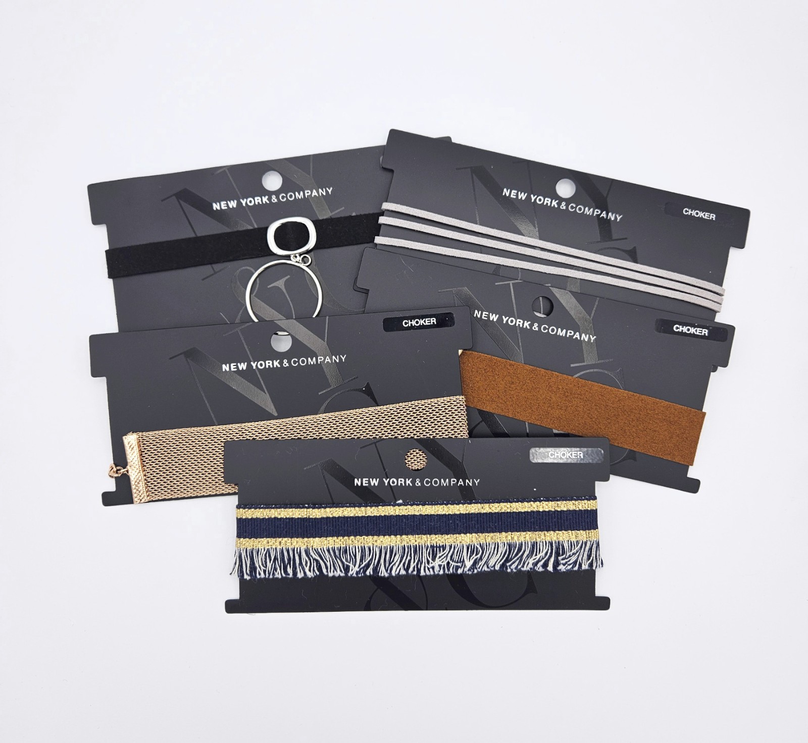 New York and Company Choker Set of 5 (Black, Gray, Gold, Brown, Navy)