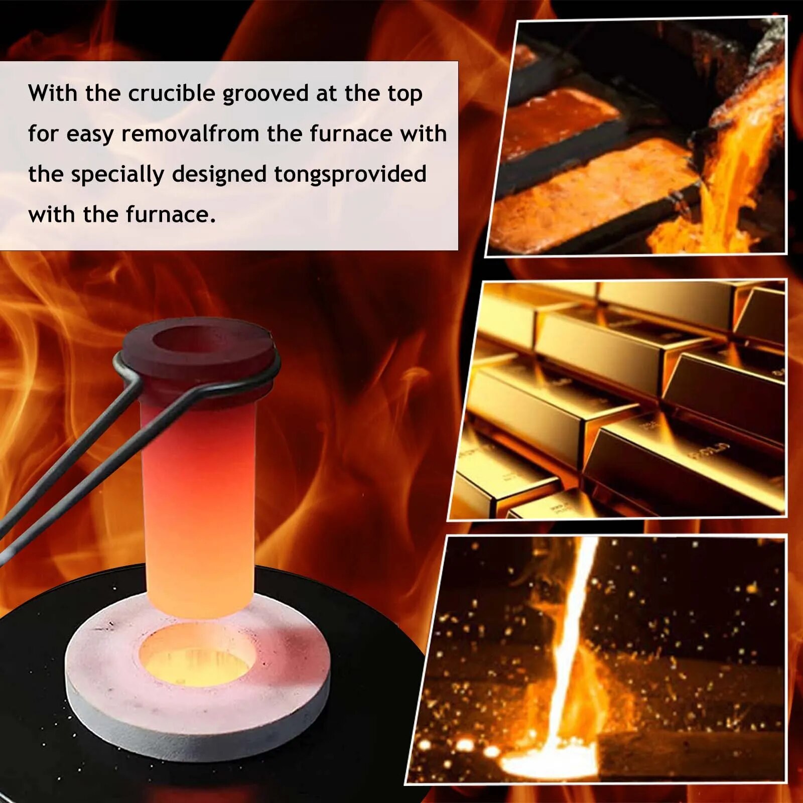 1-3KG 1600W Gold Melting Furnace 1150°C Jewelry Metal Casting