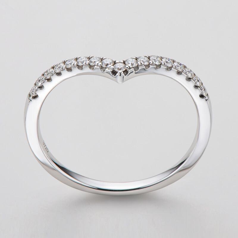 2.2mm Moissanite 925 Sterling Silver V Wedding Band Ring Guards Size 3-12 SS151