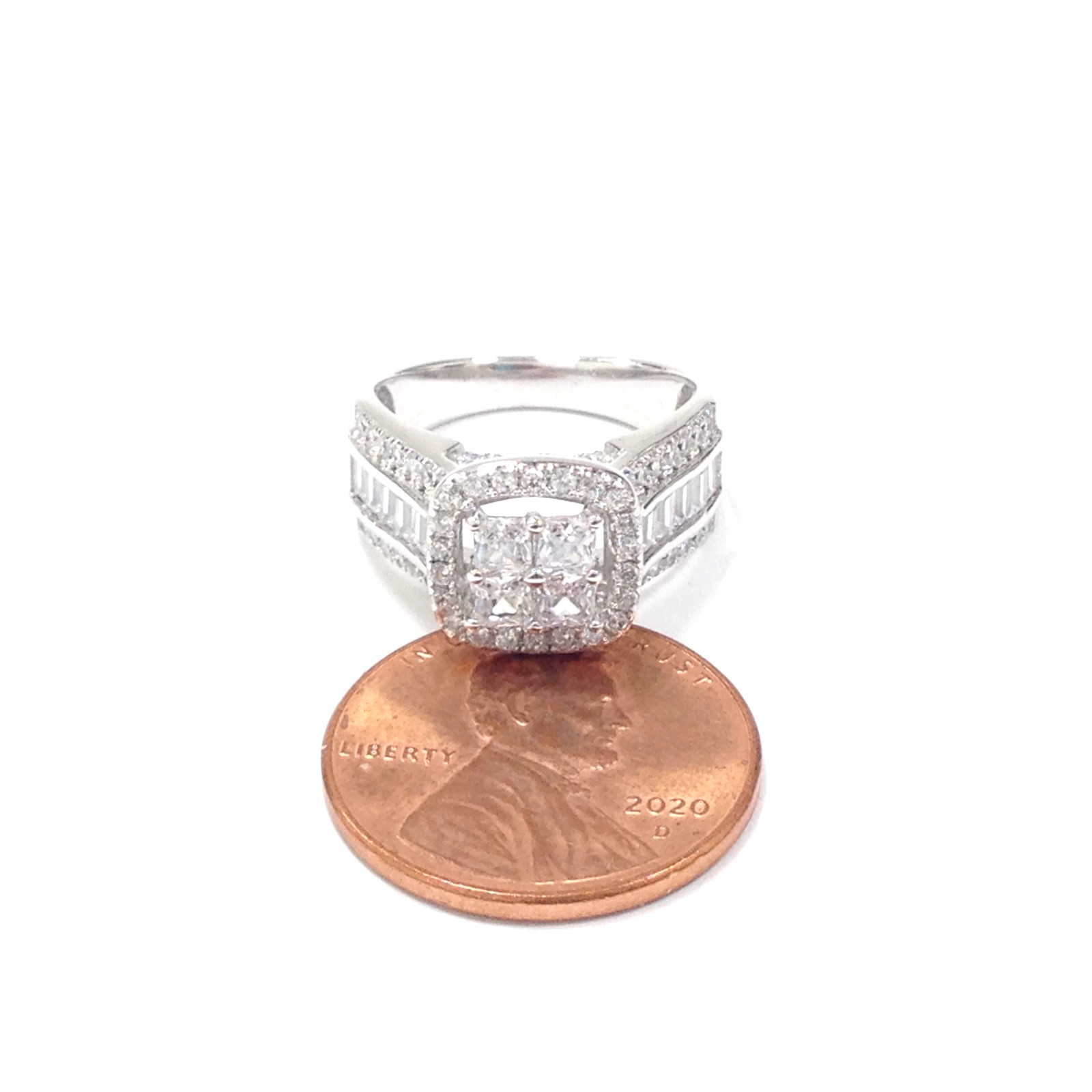 FZN Fuzion Creations 925 Sterling Silver Quad Princess-Cut Clear CZ Ring Size 4