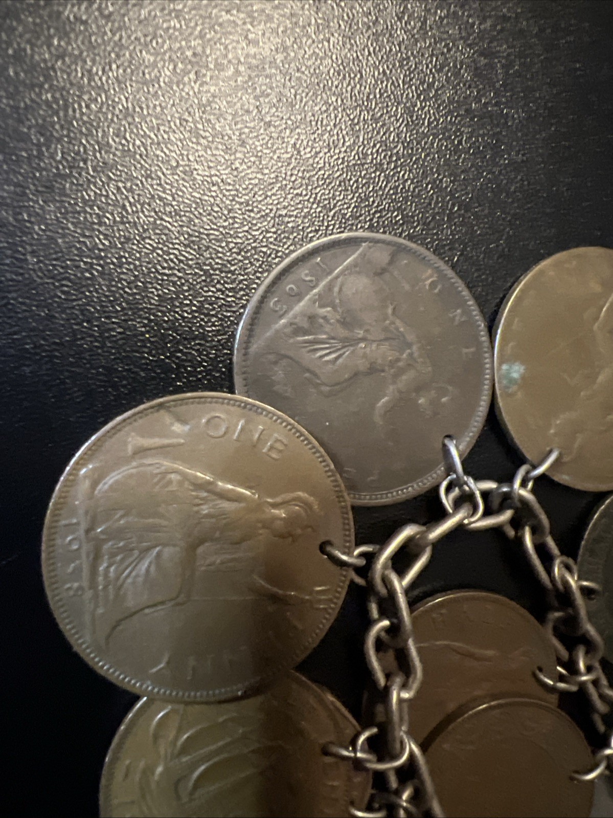 Vintage 835 Continental Silver Coin Charm Bracelet Travel World Coins European