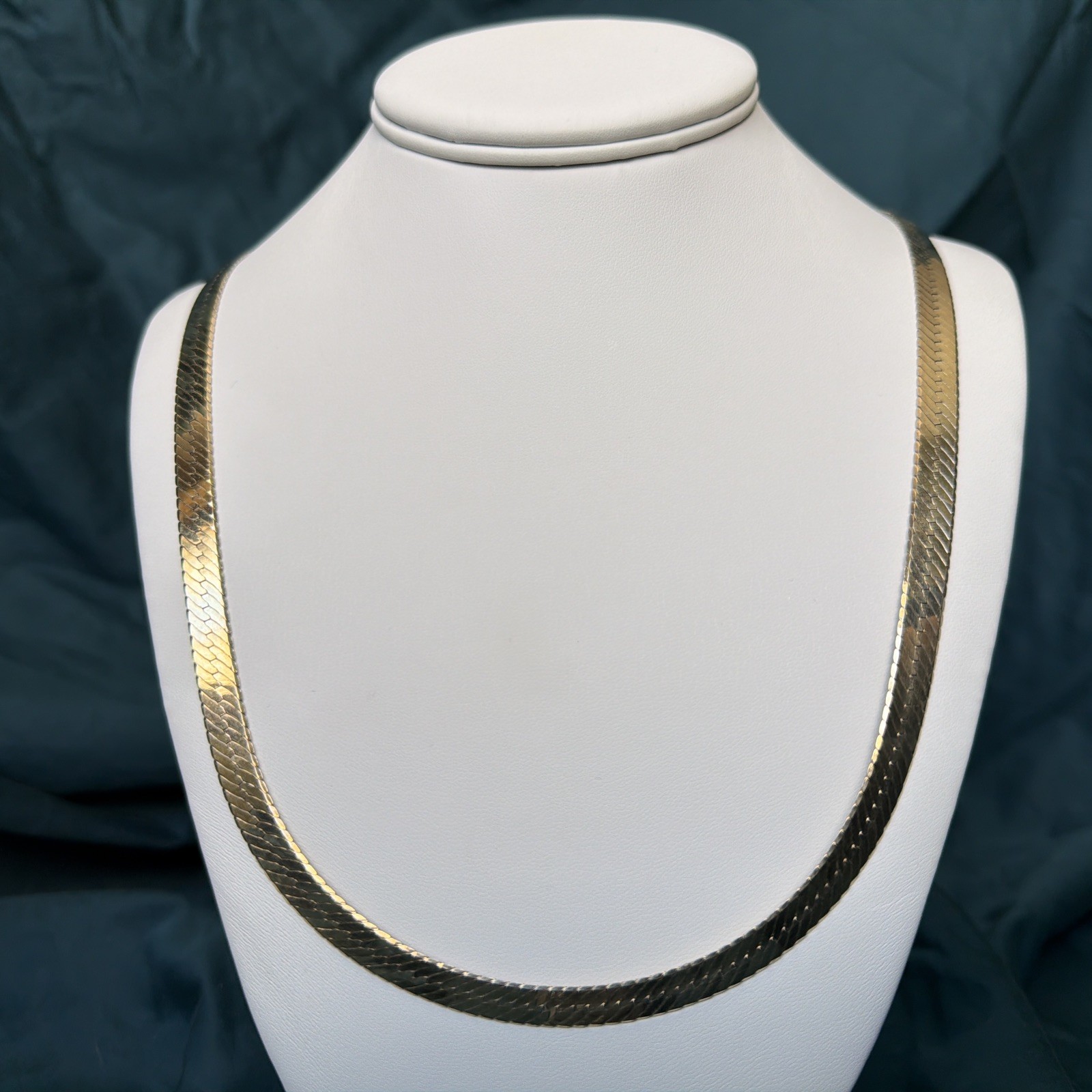 Vintage Sterling Silver Herringbone Necklace 30” 7mm Gold Over 925, 41g Unisex