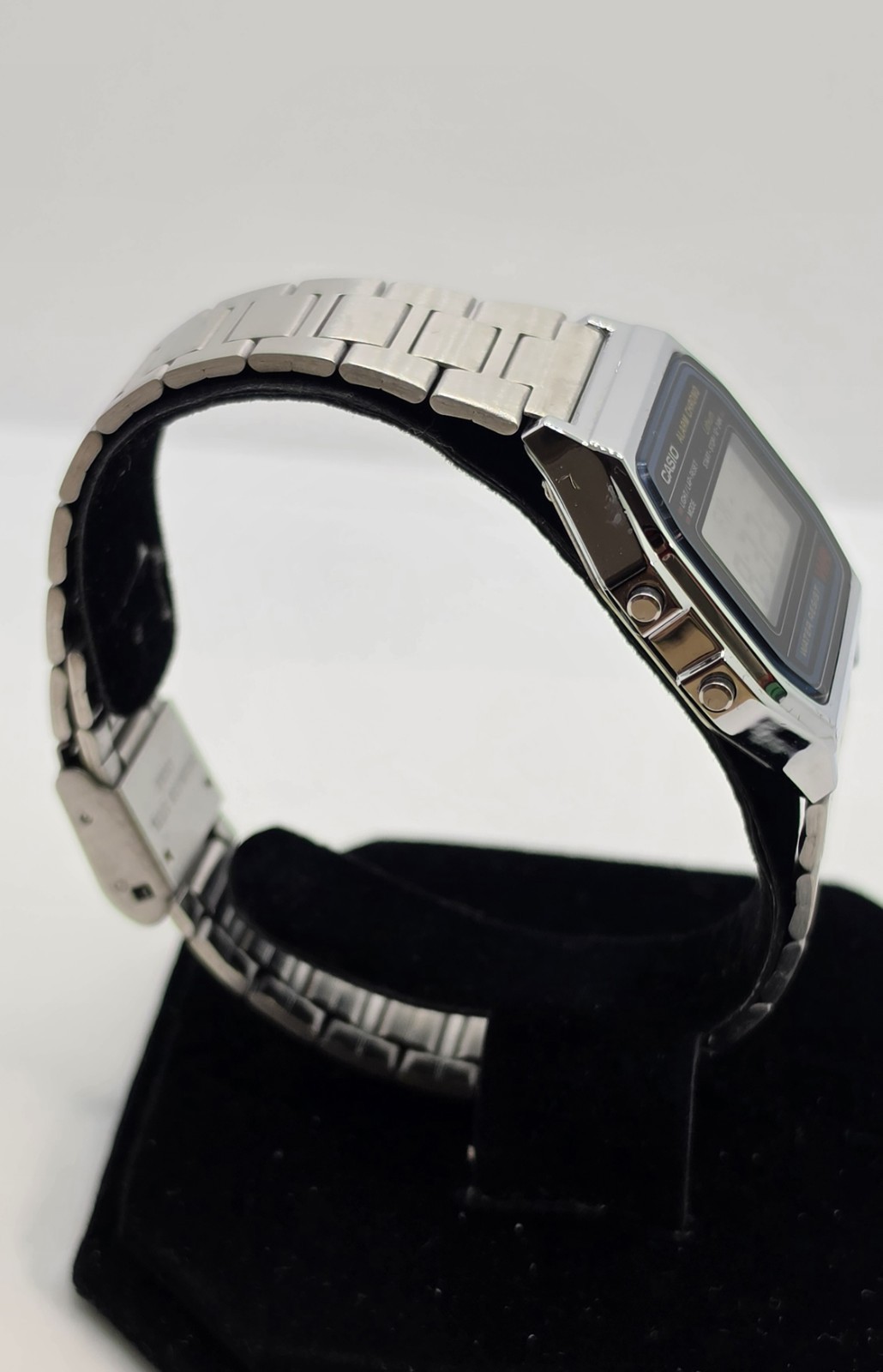 Casio A158W Digital Quartz Alarm Chronograph Silver SS Bracelet 35.4mm