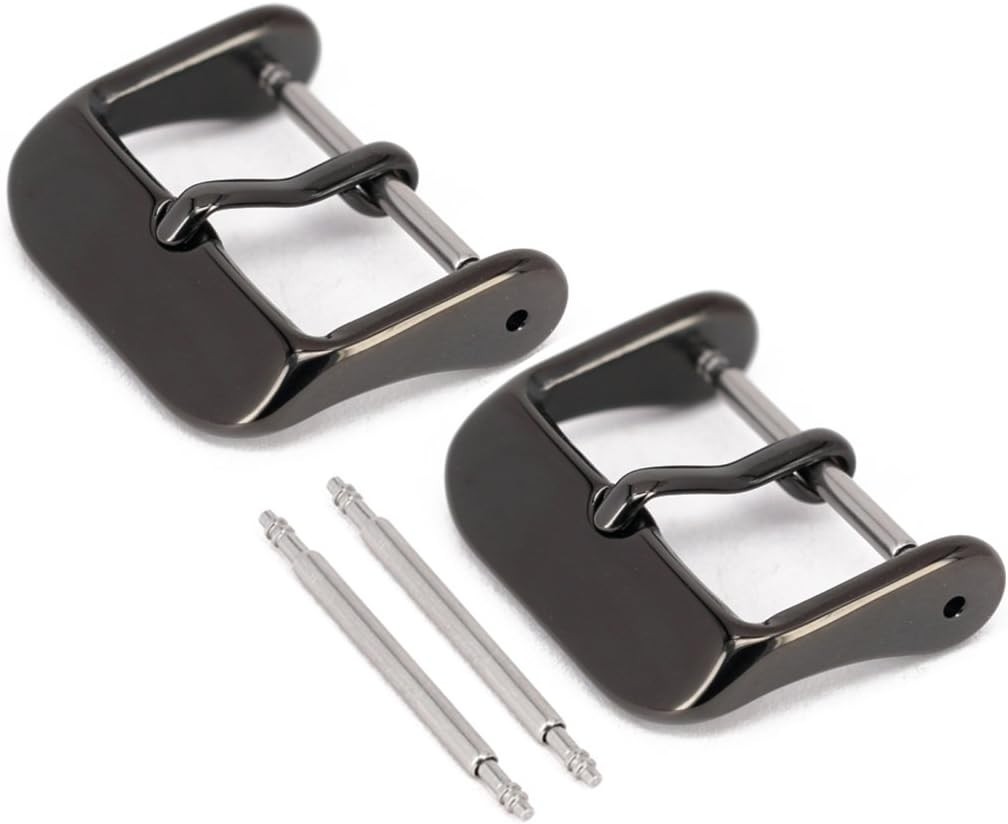 Black Stainless Steel Watch Buckles 22mm Easy Install 2 Pack with Spring Bar