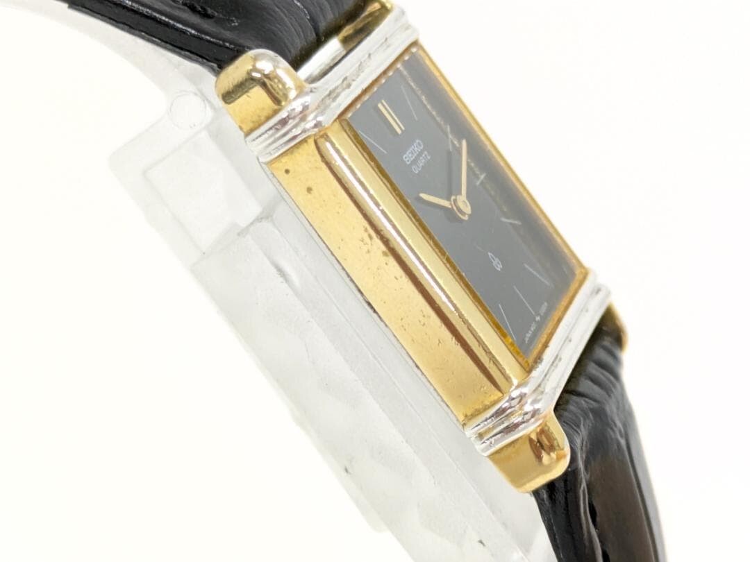 SEIKO 1400-5240 Rectangular Wristwatch Black Quartz From Japan