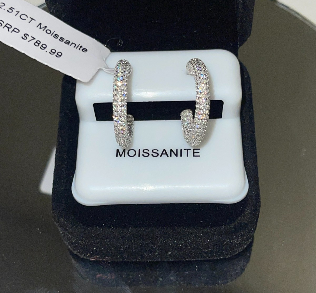 2.51CT Moissanite Hoop Earrings 925 Sterling Silver Pave Set
