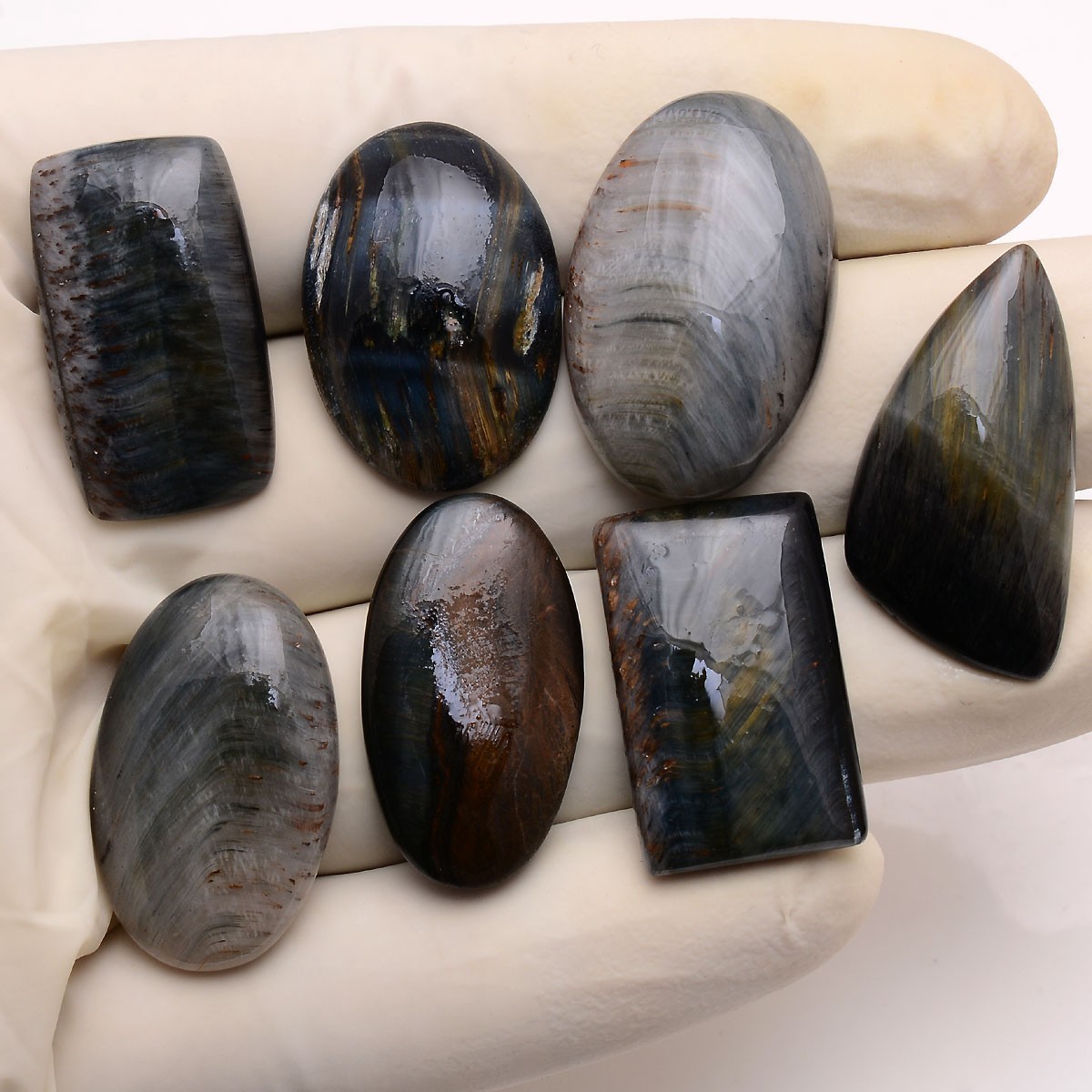7 Pcs Natural Tiger Eye Untreated 25mm-29mm Cabochon Huge Loose Gemstones Lot